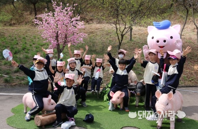 12일, '고령대가야체험축제'에서 우리돼지 '한도니'와 즐거운 한때를 보내고 있다