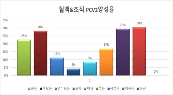 혈액 및 조직 PCV2 양성률@하림중앙연구소 자료