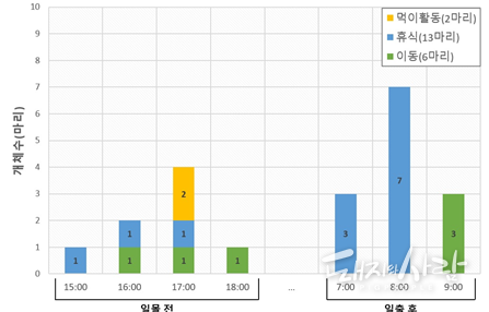 멧돼지 시간대별 행동(상주, 횡성)@국립생물자원관