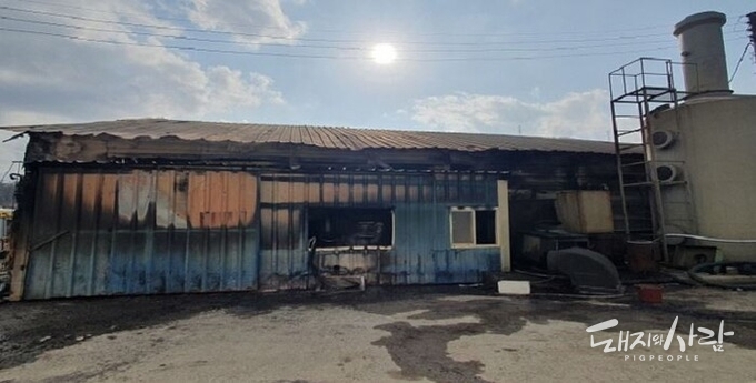 14일 충남 아산 돈사 화재 현장@아산소방서