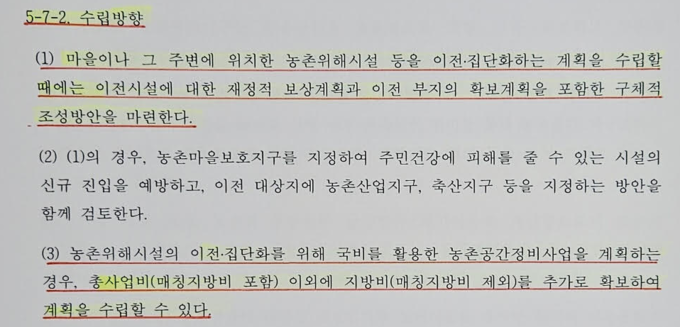 농촌공간 재구조화 및 재생 기본계획 수립지침 내용 일부@축단협