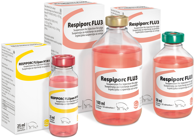 세바 글로벌에서 판매 중인 돼지 인플루엔자 백신(Respiporc Flu 3, Respiporc Flu Pan H1N1)