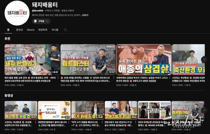 한돈산업에서 거의 독보적인 콘텐츠 크리에이터인 돼지배움터@유튜브 채널 갈무리
