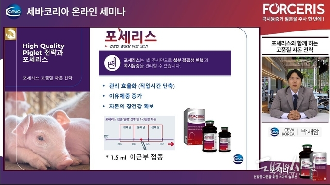 포세리스가 고품질 자돈 생산을 위한 솔루션임을 강조하는 박새암 팀장@웨비나 영상 갈무리
