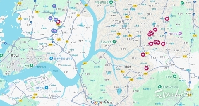  25년 전남 구제역 발생 현황(발생건수 19건)@구글지도