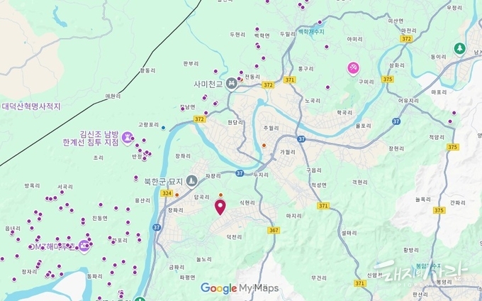 16일 파주 ASF 양성농장 위치(빨간 풍선)@구글지도