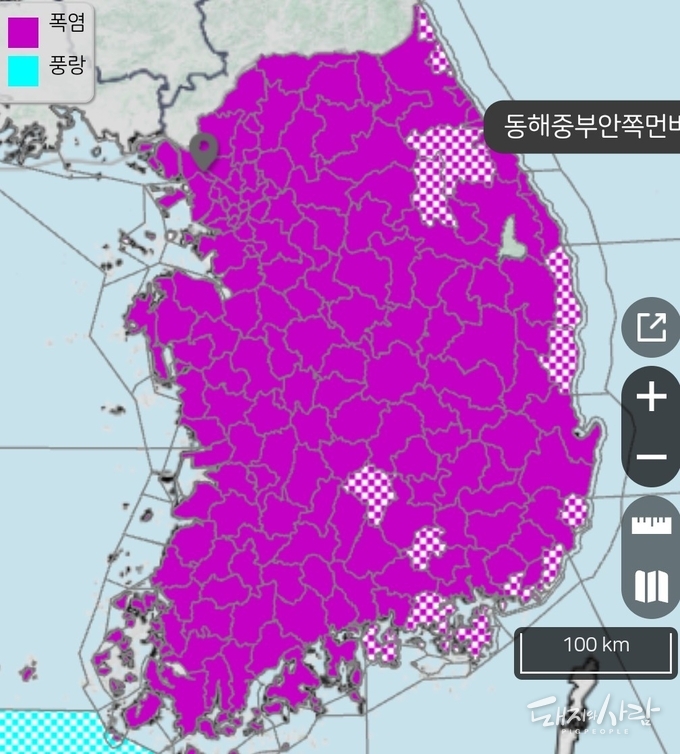 지난 27일 전국에 내려진 폭염 경보@기상청
