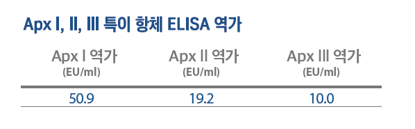 코글라픽스 1·2차 접종 후 형성된 높은 수준의 응집 항체가