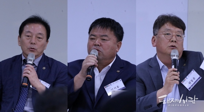 왼쪽부터 1번 구경본 후보, 2번 이기홍 후보, 3번 한동윤 후보@돼지와사람