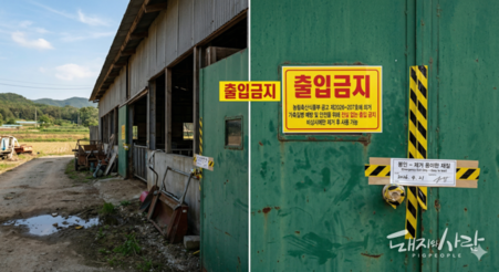 방역공고 "전실미설치 축사 뒷문, 잠금장치 대신 테이프로 고정"